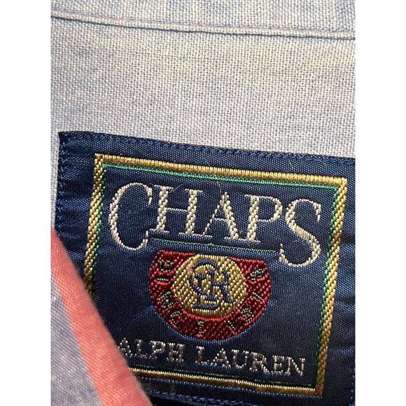 Vintage 90s Chaps Ralph Lauren Shirt Mens Large Blue Red Button Down Embroidered - Picture 5 of 7